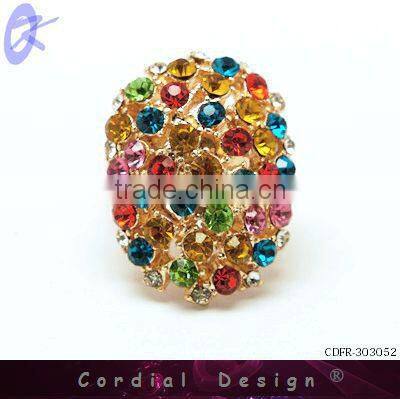 2014 Newest Design Fashion Jewelry Color Rhinestone Gold Rings For Man