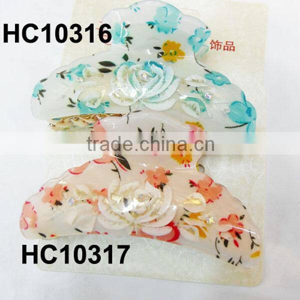 jeweled plastic flower ponytail claw hair ornament wholesale china