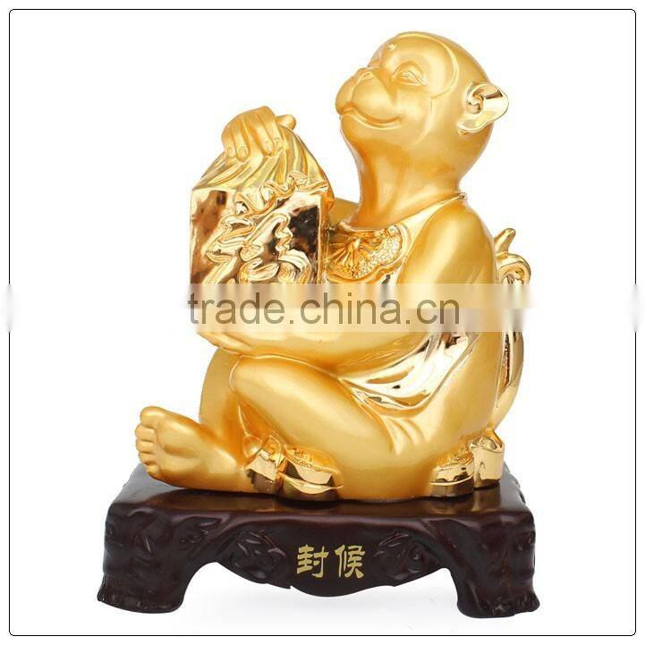 Resin24K Golden color monkey statue ,chinese zodiac statue