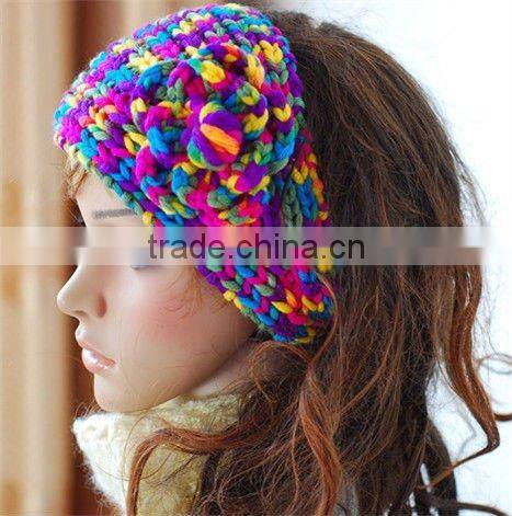 knitted fashion hair band with flower