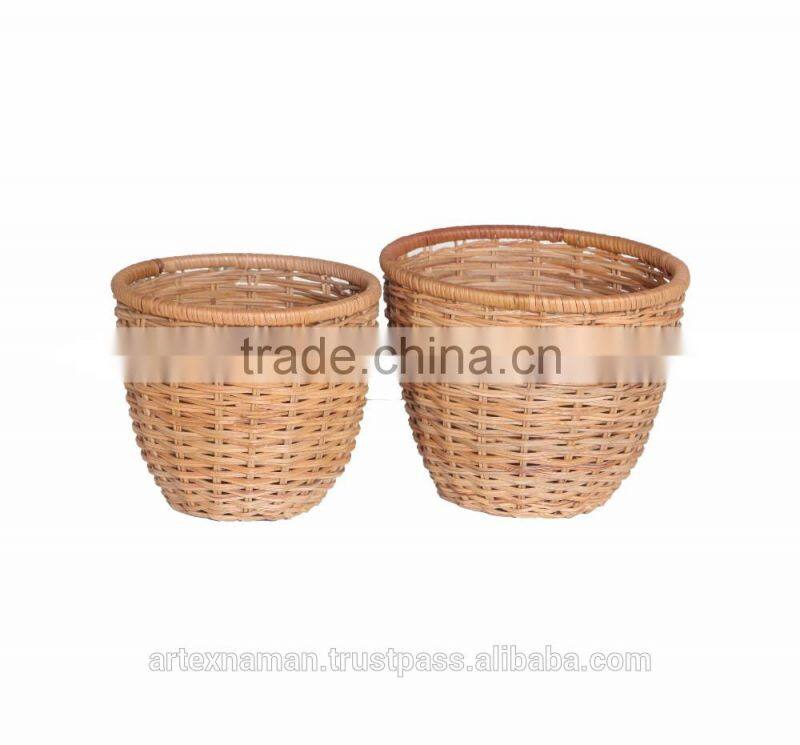 Set of 2 black Rattan Basket / Storage basket - L35x35xH24