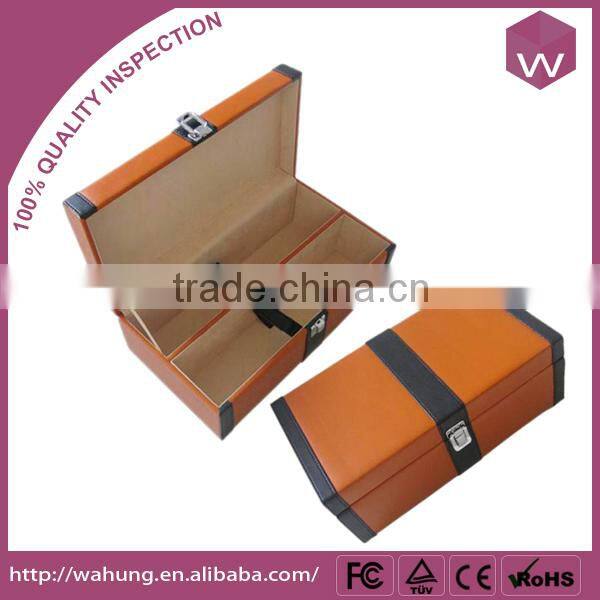 Top Quality Leather Wine Gift Box Custom /Black PU Wine Bottle Box For Sale