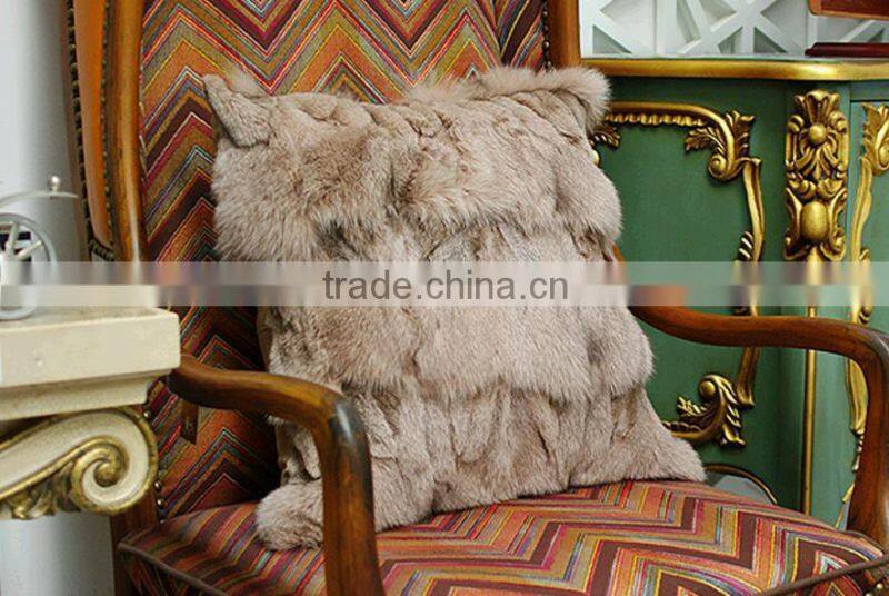 Home Fur Pillow Patchwork Real Fox Fur Cushion Pillow Cover