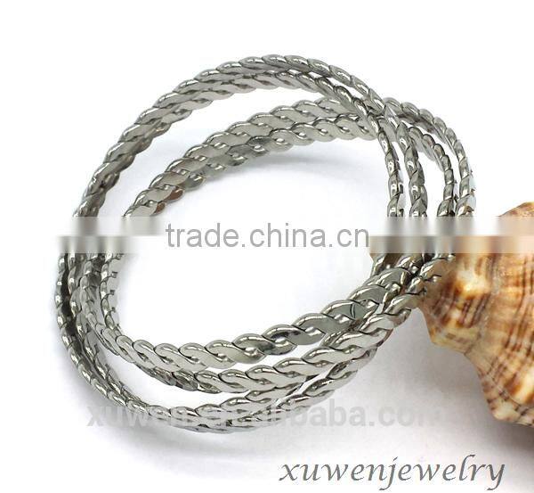 four pieces 316l stainless steel thread bangles