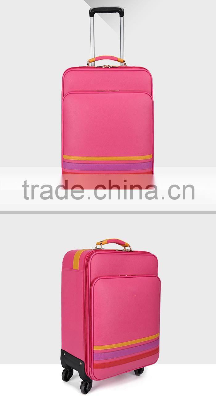 Hot red color popular PU travel luggage bag