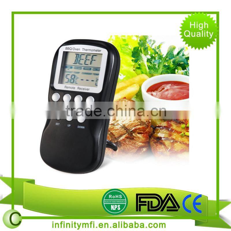 Range Wireless RF digital Meat BBQ Thermometer Food-grade 304 stainless steel , healthy and safe ,Wireless remote control