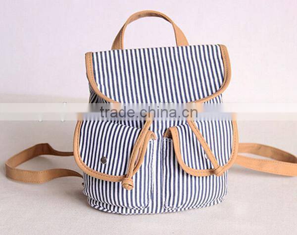2014 new product mini backpack fashion lady designer strip school backpack bags