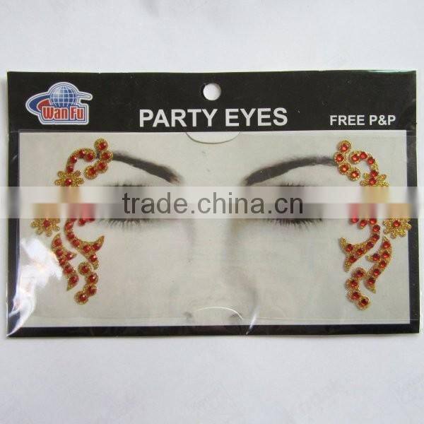 Custom amazing sexy crystal stone eye sticker glitter makeup jewellry face sticker eye decoration factory