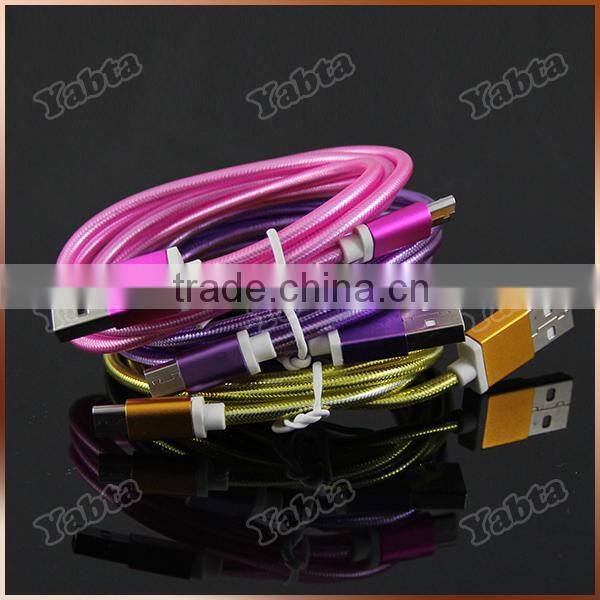 2015 best selling colorful braided usb fishnet usb cable with sync data 5pin micro usb aluminium cable for iphone charger cable
