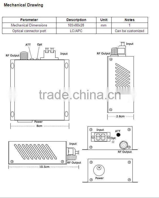 CATV FTTH fiber Optical Receiver ERH1085WD CN manufacturer