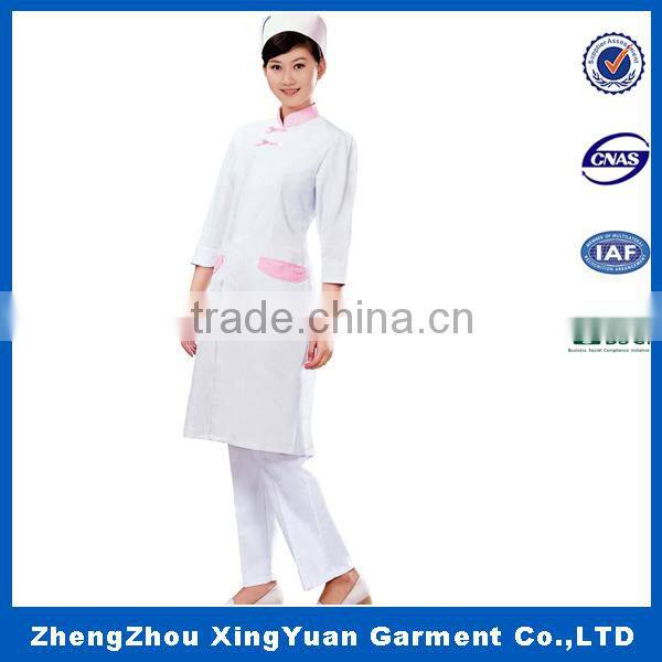 doctor uniform printed/embroideried customized logo for female/men/unisex white long sleeve lab coat with inner pocket OEM
