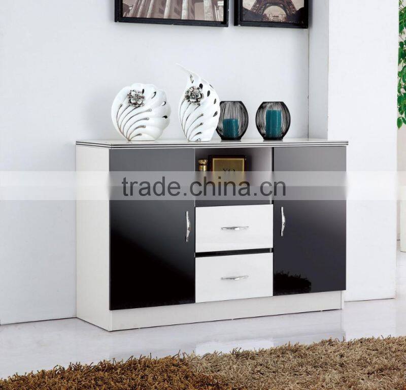 Modern home furniture wooden high gloss 2 door wine cabinet/sideboard with drawers
