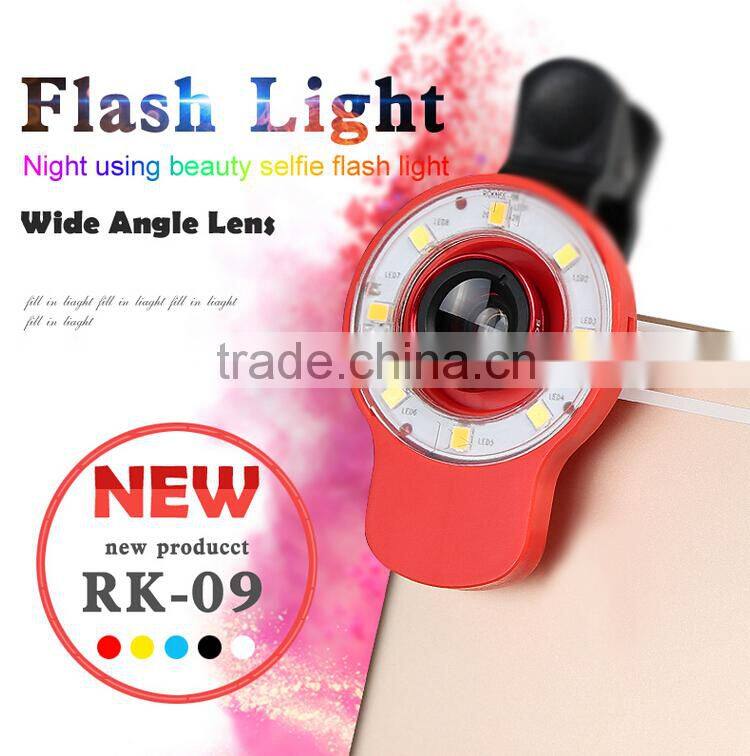 4 in 1 fisheyes lens led flash fill in night light, for iphone external led flash light