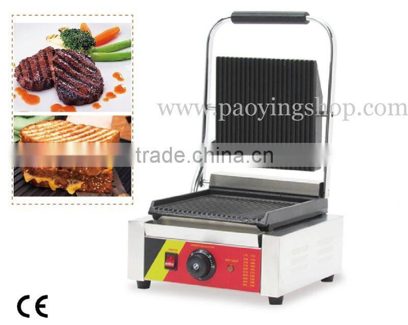 Commercial Use Non-stick 220v Electric Ribbed Plate Contact Panini Grill