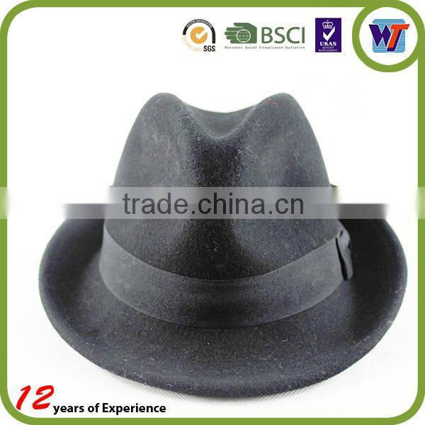 HOT Sale Man checks acrylic or wool ribbon decorated cheap fedora hat