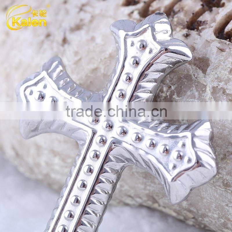 dubai white gold plated stainless steel crucifix/cross pendant