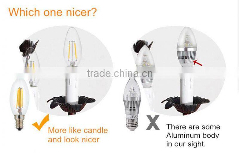 E12/E14 B35 4W 400lm LED Filament flickering flame candle bulb CE/RoSH/TUV/FCC/UL 715