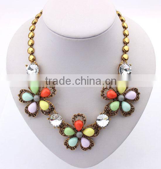 Multicolor Metal Flower Vintage Choker Pendant Statement Necklace Women Necklaces & Pendants Fashion Necklaces for Women 2014