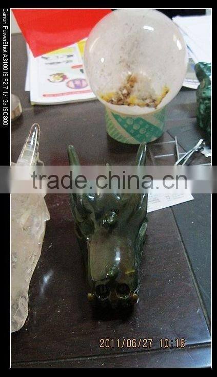 wholesale charming green agate stone dragon skull head pandent