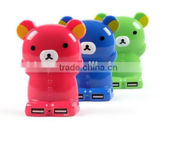 Hot selling best quality new design with CE,FCC,ROHS teddy bear power bank 1200/1900/2200/2600mah