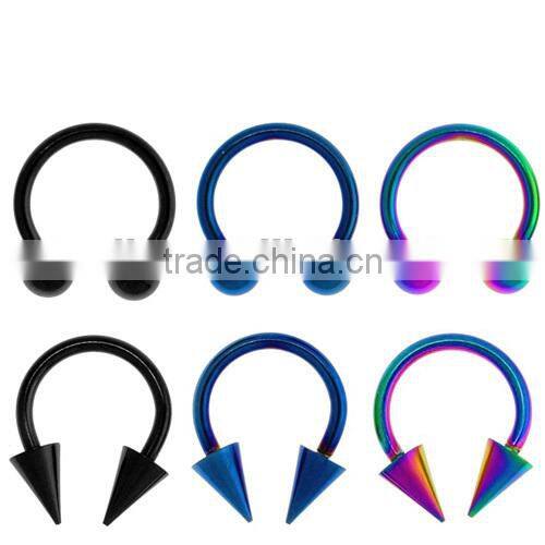 Silver 925 Crystal Horseshoe Circular Barbell Piercings Jewelry