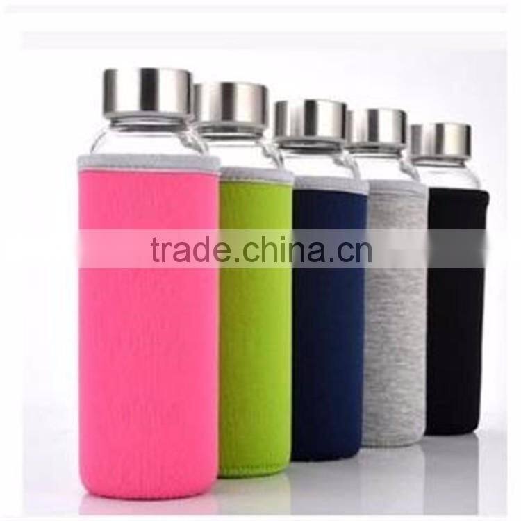 Top Level Quality Stylish Environmental Borosilicate Glass Water Bottle with Colorful Sleeve 280ml/360ml/550ml