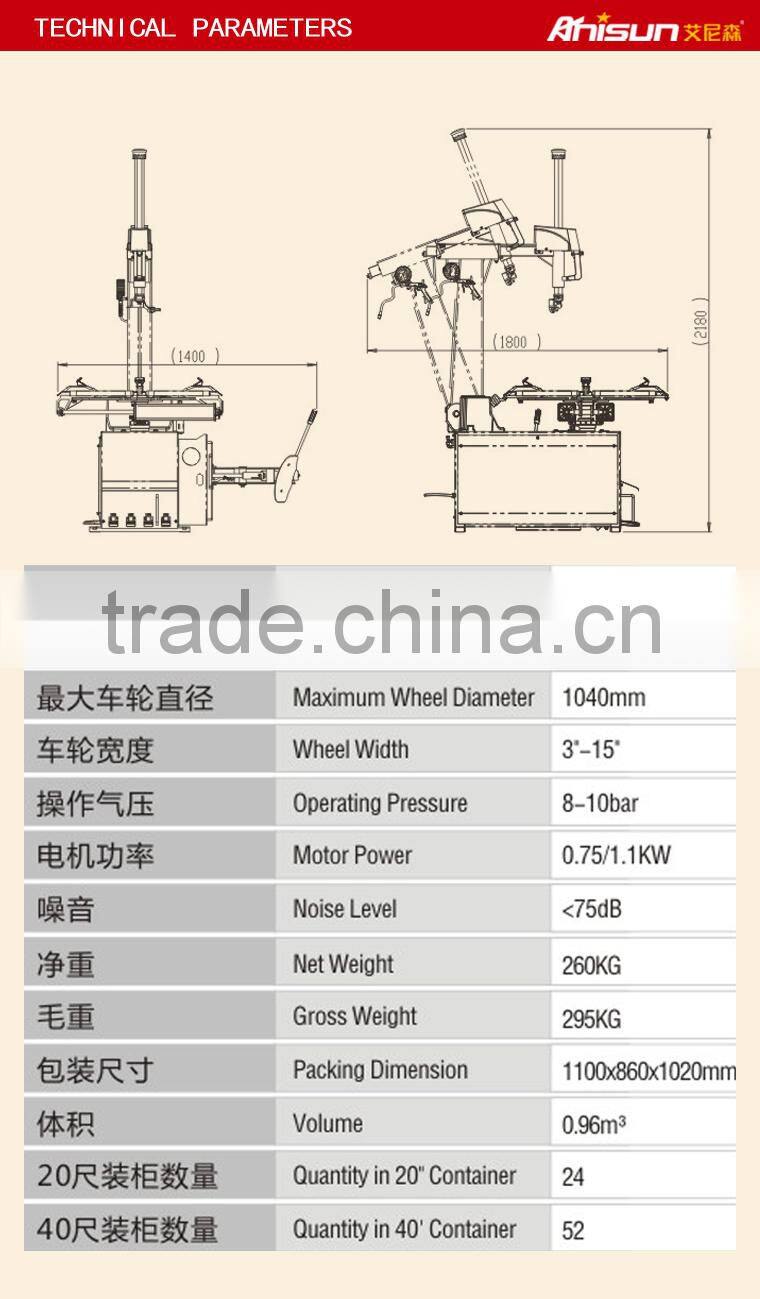 high quality pneumatic tire changer machine tire removal machine 1040mm 3 years warranty time