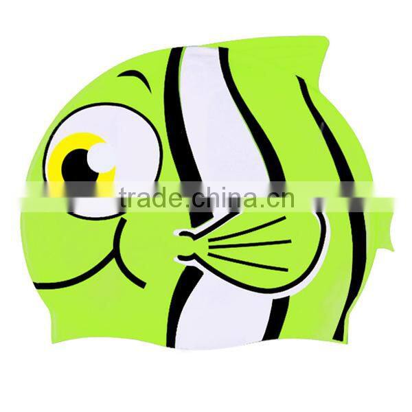animal print silicon swimming cap,cartoon swim cap hat,children swimming cap