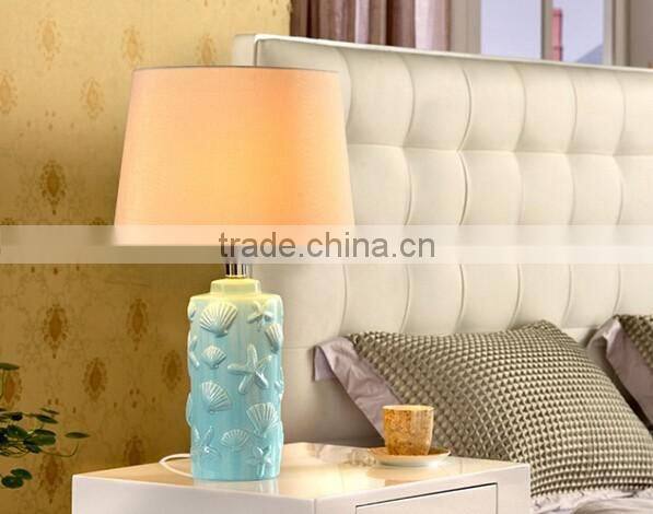 Round Ceramic Lamp Body With White Fabric Lampshade Modern Desk Lamp Bedroom Living Room Dining Room Table Lamp