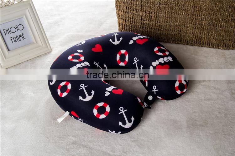Printed Spandex fabric u shape pillow,with button and hook