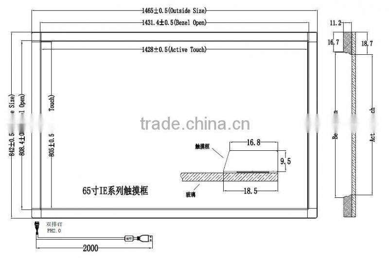 IE Series 10 finger touch 65 inch multi touch touch screen overlay infrared touch frame