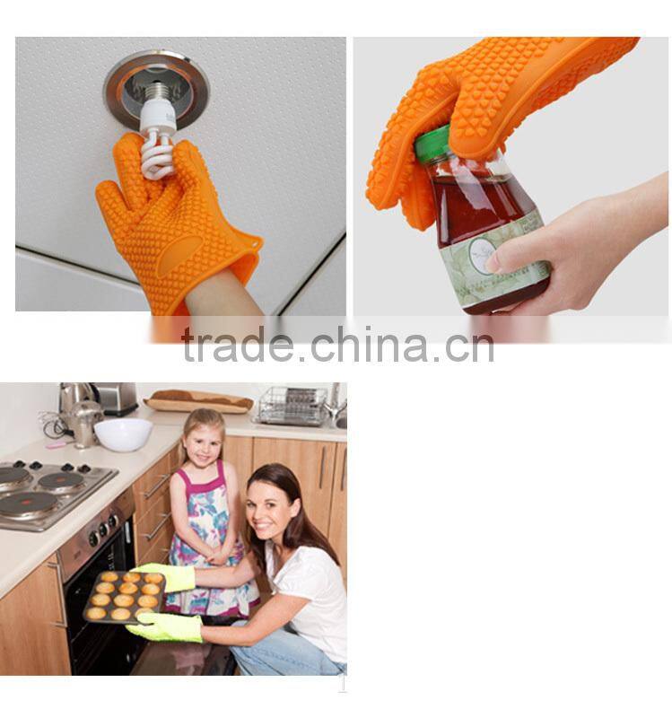 Kitchen Cooking Gloves Microwave Oven Non-slip Mitt Heat Resistant Silicone Glove Cooking Baking BBQ Oven Pot Holder Mitt