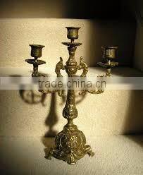 Gold Centerpieces/antique can delabra/5 Arm Gold Candleabra