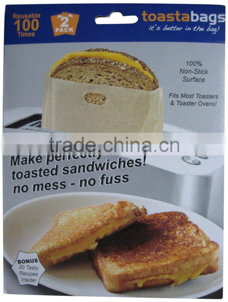 Toastabags Reusable Non-Stick Sandwich/Snack "In Toaster" Grilling Bags, 2 Pack