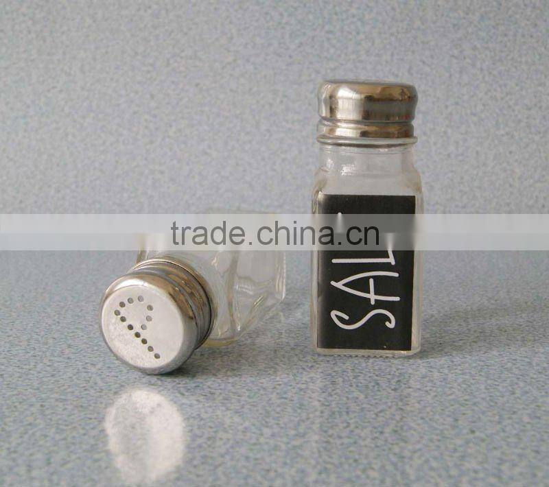 beautiful design square with decal glass spice set