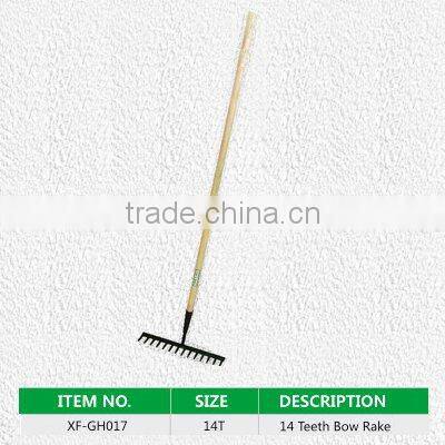 carbon steel leaf grabber rake with wooden handle farming rake
