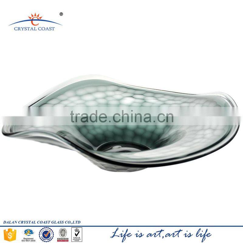 Wholesale large decorative handblown cutting glass plate for wall decoration