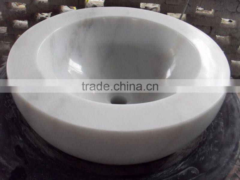 Carrara white marble sinks round basin hot sale