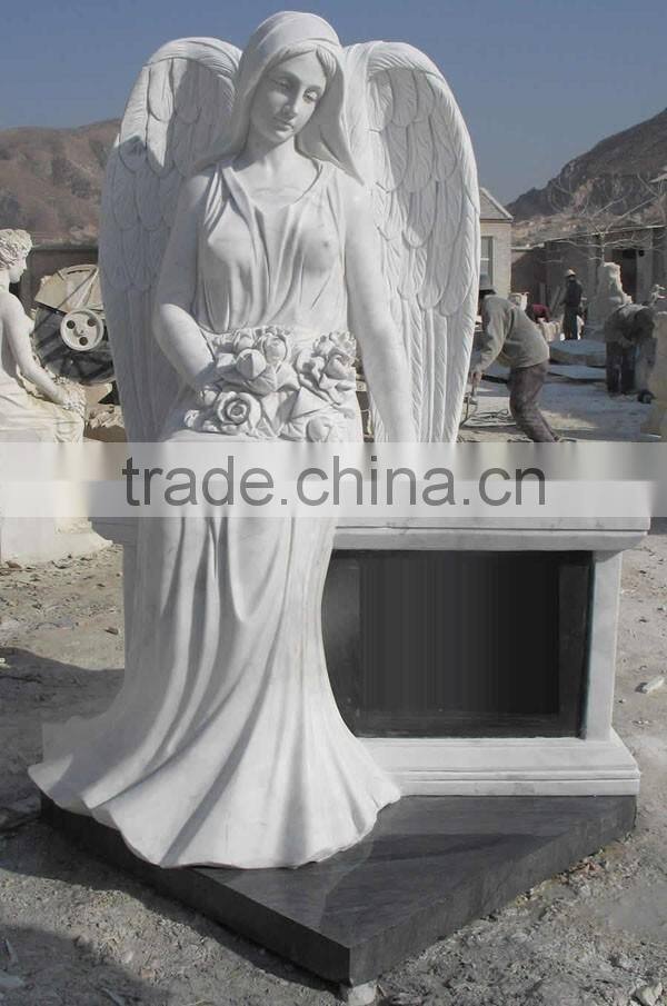 White Marble Tombstone with Angel