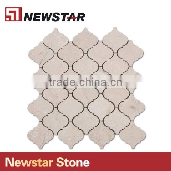 Newstar Crema Beige Arabesque Marble Lantern Brown Stone Tile Backsplash