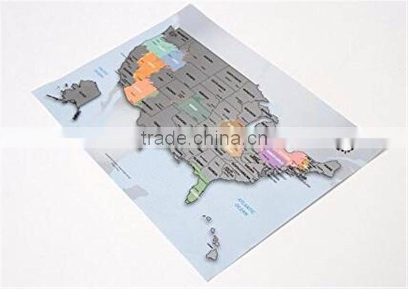 Personalized Scratch-off Us Map the United States of America A4 Size Poster Travel Silver Layer