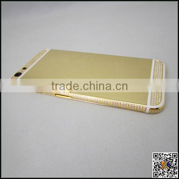 24k gold crystal housing for iphone 6s,for iphone 6s diamond back cover,back cover housing for iphone 6s
