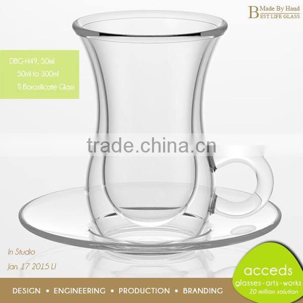 Eco Friendly Personalized Borosilicate Personalized Tea Cup Saucer Set