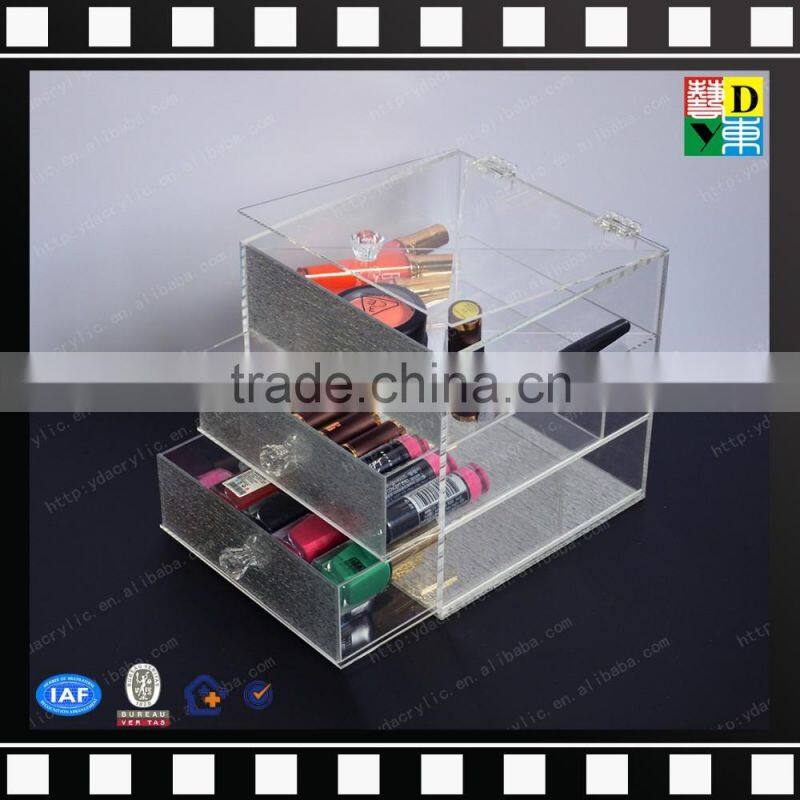 2016 Acrylic Clear Makeup Cosmetic Case Cube Box 4 Drawers,/plexiglass clear storage display box