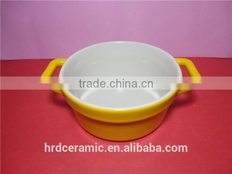 Stocked korean style colorful yellow high ceramic soup pot