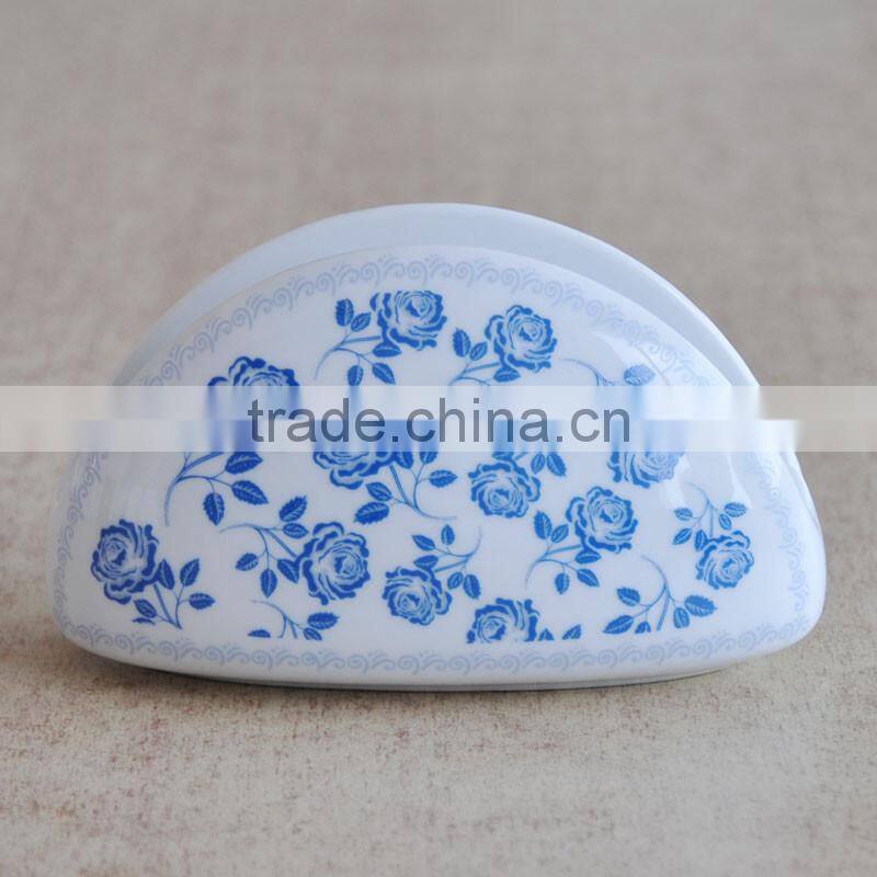 2017 promotional porcelain cheap napkin holder with decal printing