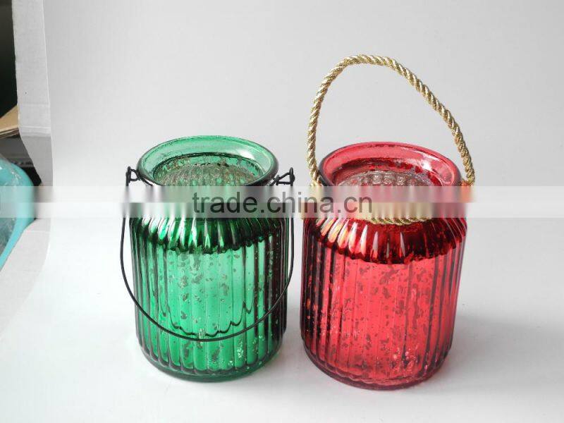 nice luxury electroplating glass jar for christmas with hanging handle