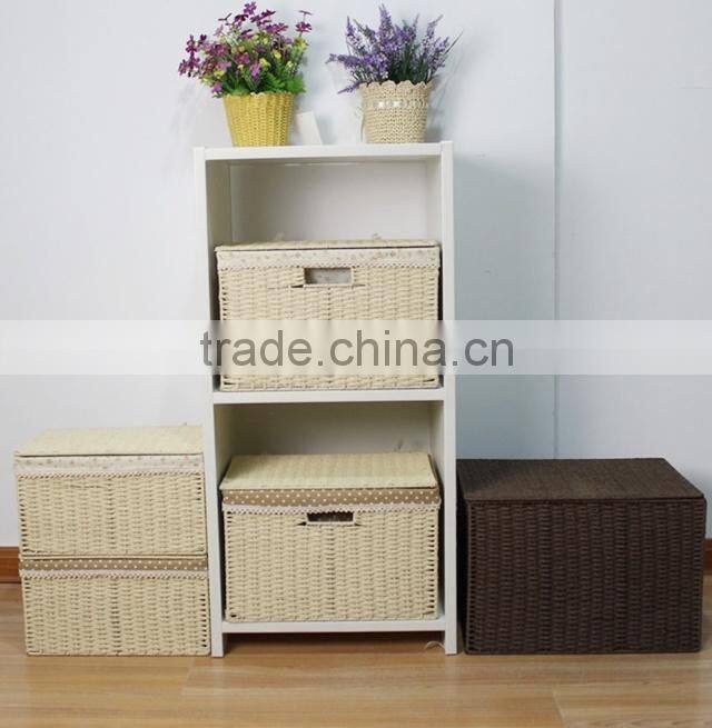 Woven paper rope storage bins