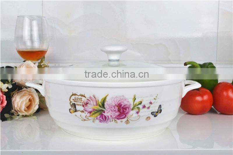 10" ceramic pot suitable for microwave oven with glass lid