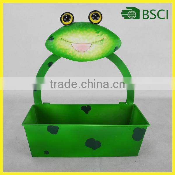 Adorable metal wall plant pot frog decoration